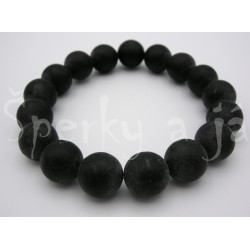 Náramek jantar černý kuličky 13 mm