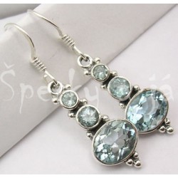 Stříbrné náušnice  topaz sněhulák Náušnice